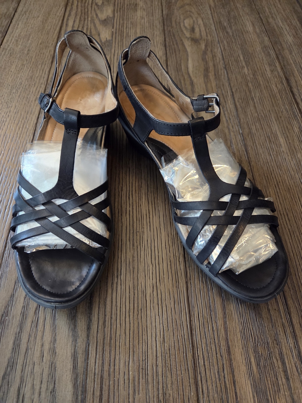 Ecco Black Leather Strappy Women's Sandals